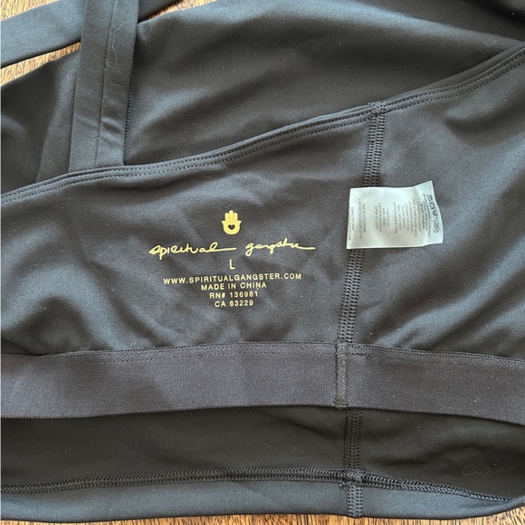 Spiritual Gangster Black Jules Cross Neck Crop Tank - Picture 5 of 6